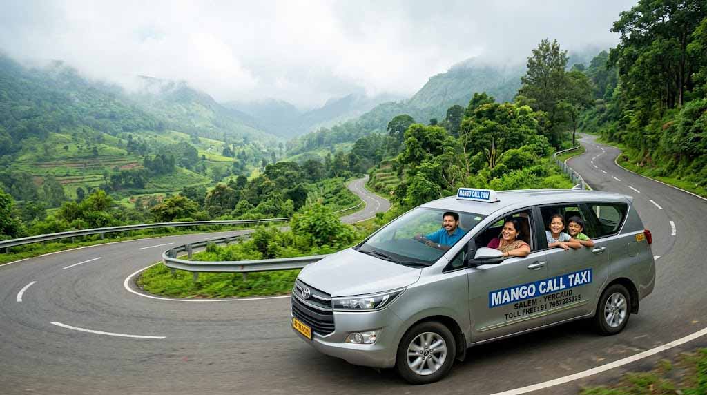 Family taxi trip from Salem to Yercaud hill station