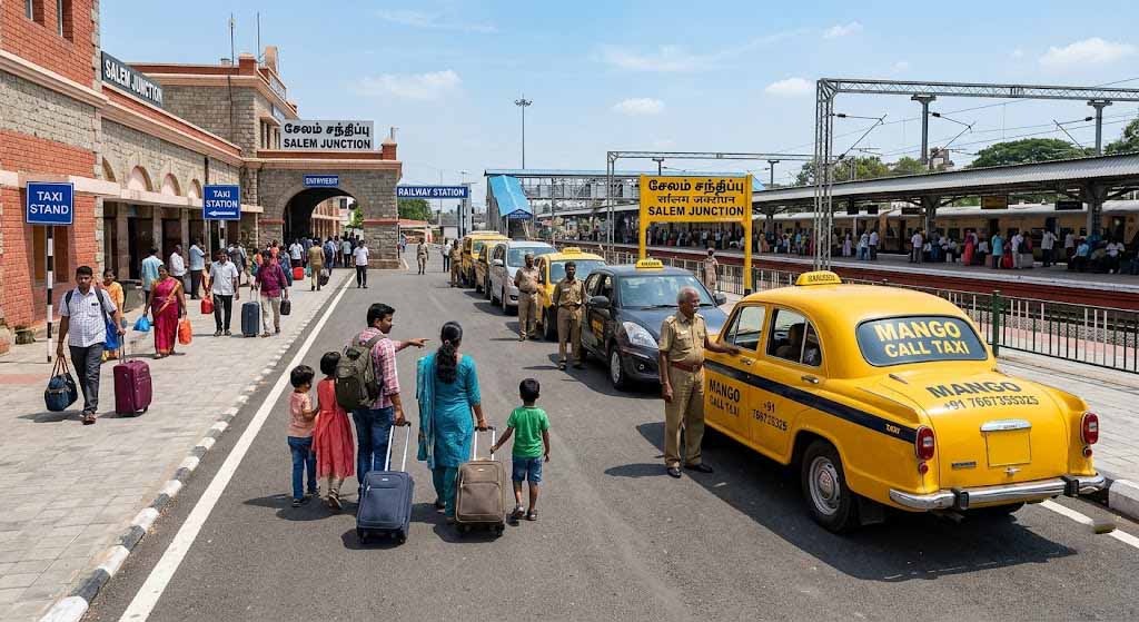 Taxi near Salem railway station ready for passengers